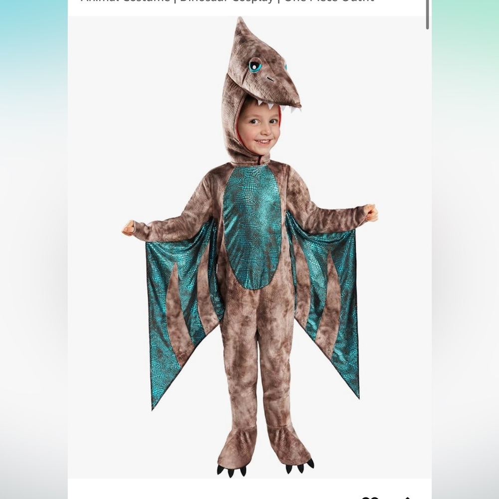 Spirit Halloween toddler 3–4 T pterodactyl teal gray brown costume